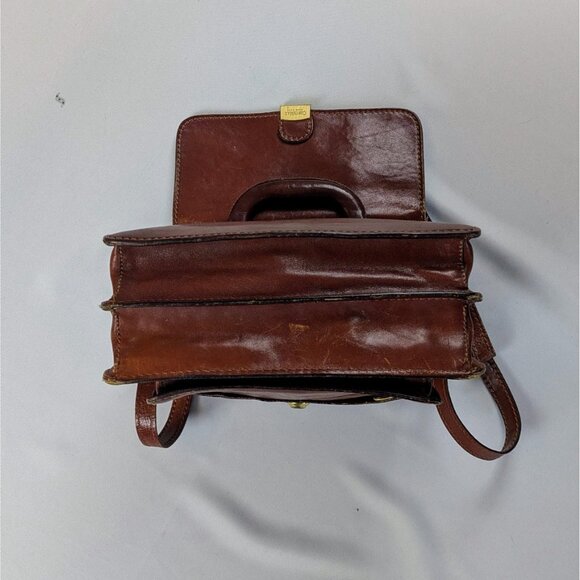 Vintage 1980s ConteMax Italian Leather Crossbody Bag Handmade Lock & Key Brown - Picture 14 of 15